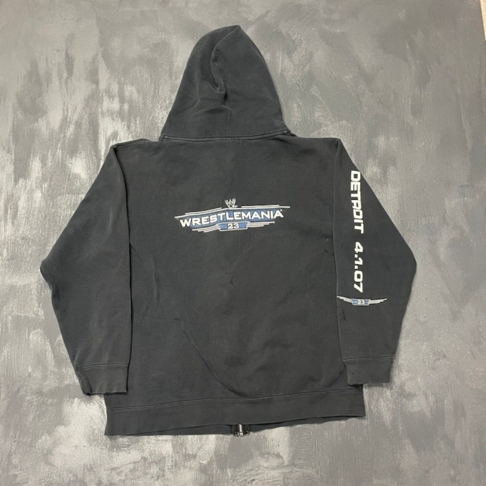Vintage WrestleMania 23 Zip Up Hoodie Mens XL Black 2000s WWE Detroit